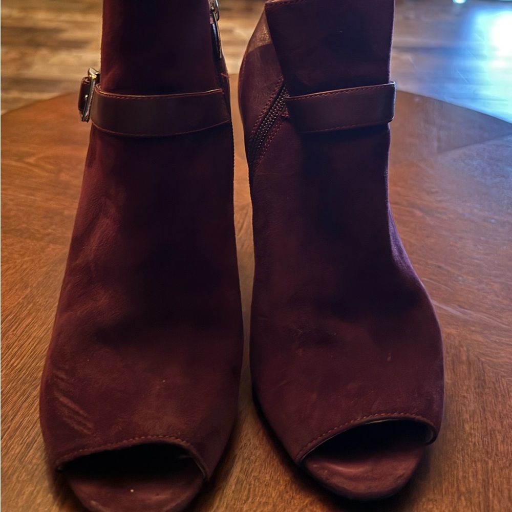 Women's Purple Peep-Toe Ankle Boots